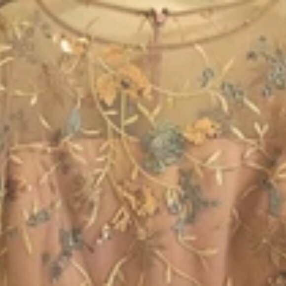 JS Collections Daphne Flutter Sleeve Column Sheath Blush Multi Color Gown Discou - Picture 14 of 14